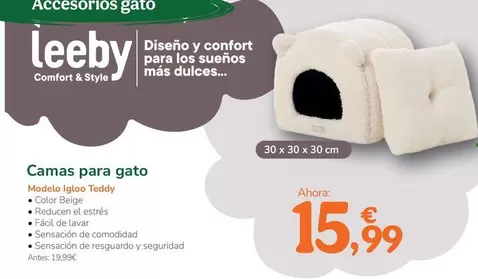 Oferta de Camas Para Gato por 15,99€ en Tiendanimal