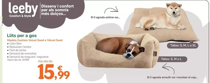 Oferta de Camas Para Perro por 15,99€ en Tiendanimal