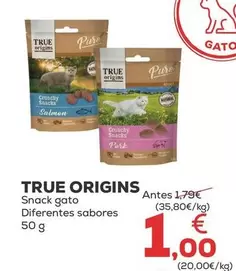 Oferta de True Origins - Snack Gato por 1€ en Kiwoko