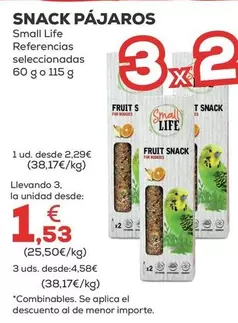 Oferta de Small Life - Snack Pajaros por 2,29€ en Kiwoko