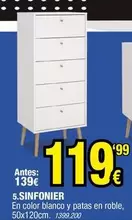 Oferta de Blanco - Sinfonier En Color  Y Patas En Roble por 119,99€ en Rapimueble