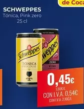 Oferta de Schweppes - Tónica, Pink Zero por 0,45€ en CashDiplo