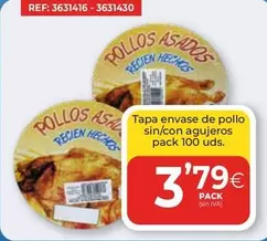 Oferta de Tapa Envase De Pollo Sin/con Agujeros por 3,79€ en CashDiplo