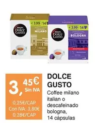 Oferta de Dolce Gusto - Coffe Milano Italian O Descafeinado Bologna por 3,45€ en CashDiplo