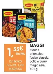 Oferta de Maggi - Fideos Orientales Fusian Classic, Pollo O Curry Magic Asia por 1,55€ en CashDiplo