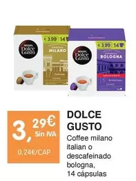 Oferta de Dolce Gusto - Coffee Milano Italian O Descafeinado Bologna por 3,29€ en CashDiplo