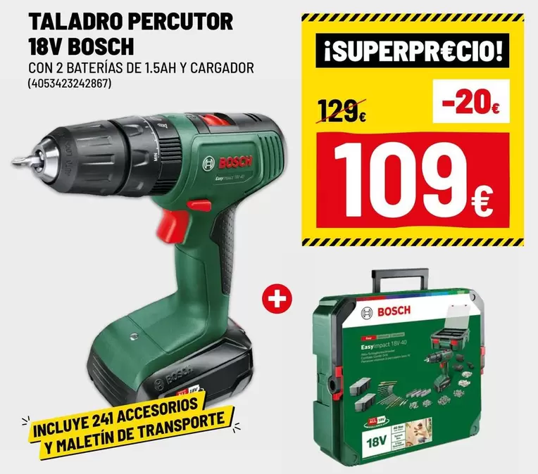 Oferta de Bosch - Taladro Percutor 18v por 109€ en Brico Depôt