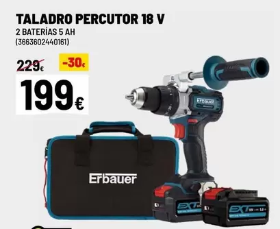 Oferta de Erbauer - Taladro Percutor 18 V por 199€ en Brico Depôt