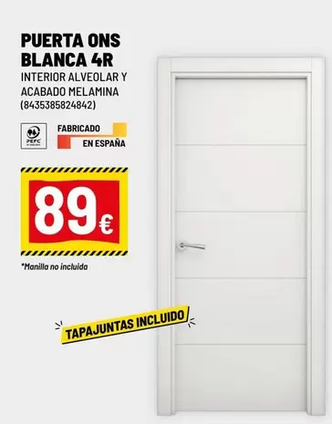 Oferta de Puerta On's Blanca 4r por 89€ en Brico Depôt