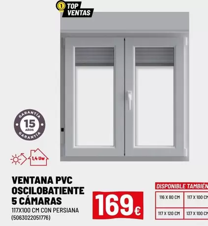 Oferta de Ventana Pvc Oscilobatiente 5 Camaras por 169€ en Brico Depôt