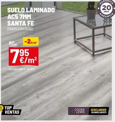 Oferta de Brico - Suelo Laminado Ac5 7mm por 7,95€ en Brico Depôt