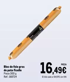 Oferta de Pato - Bloc De Foie Gras De  Ficelle por 16,49€ en Makro