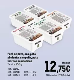 Oferta de Martiko - Paté De Pato, Oca, Pato Pimienta, Campaña, Pato Hierbas Aromaticas por 12,75€ en Makro