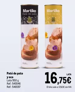 Oferta de Martiko - Paté De Pato Y Oca por 16,75€ en Makro