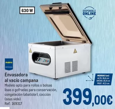 Oferta de Makro - Envasadora Al Vacío Campana por 399€ en Makro