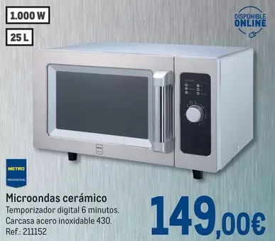 Oferta de Metro Professional - Microondas Cerámico por 149€ en Makro