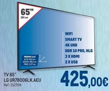 Oferta de LG - Tv 65 Ur78006lk.aeu por 425€ en Makro