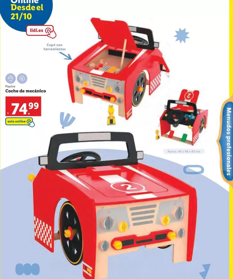 Oferta de Playtive - Coche De Mecánico por 74,99€ en Lidl