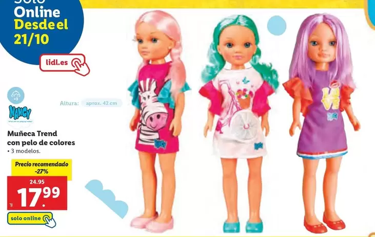 Oferta de Nancy - Muñeca Trend Con Pelo De Colores por 17,99€ en Lidl