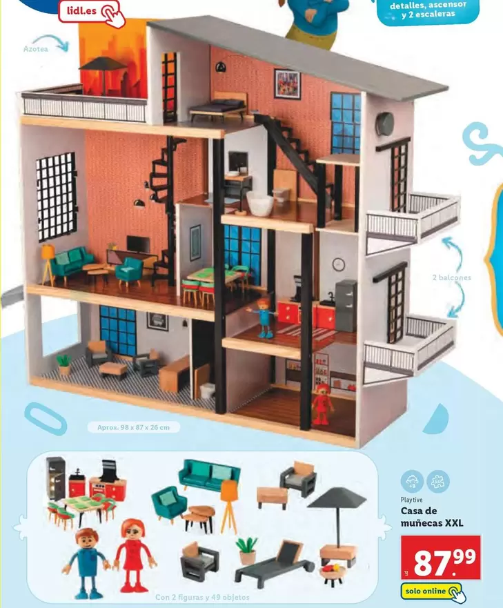 Oferta de Playtive - Casa De Muñecas XXL  por 87,99€ en Lidl