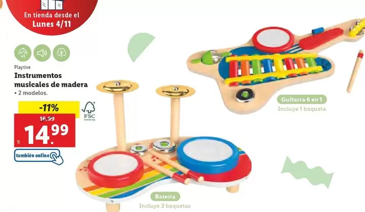 Oferta de Instrumentos Musicales De Madera por 14,99€ en Lidl