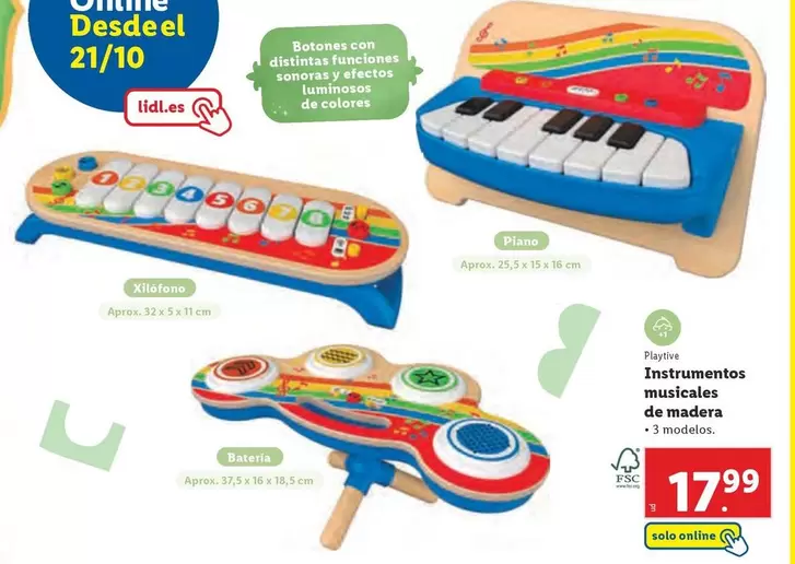 Oferta de Playtive - Instrumentos Musicales De Madera por 17,99€ en Lidl