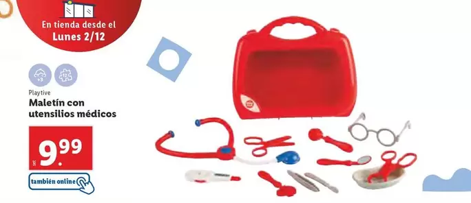 Oferta de Playtive - Maletín Con Utensilios Médico por 9,99€ en Lidl