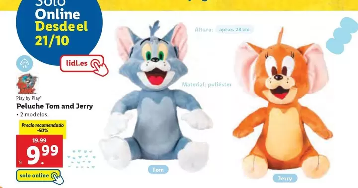 Oferta de Play By Play - Peluche Ton And Jerry por 9,99€ en Lidl