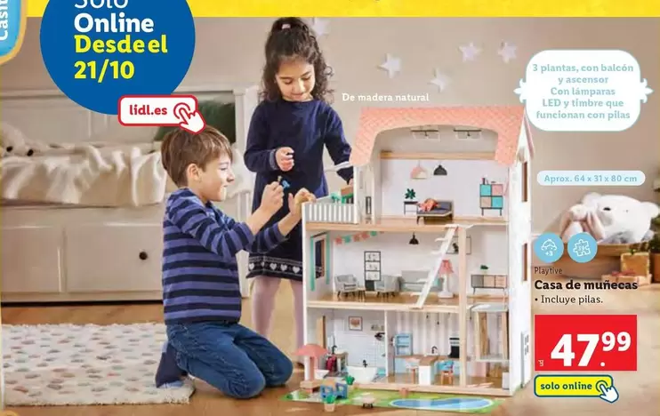 Oferta de Playtive - Casa De Muñecas  por 47,99€ en Lidl