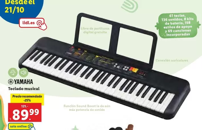 Oferta de Yamaha - Teclado Musical por 89,99€ en Lidl