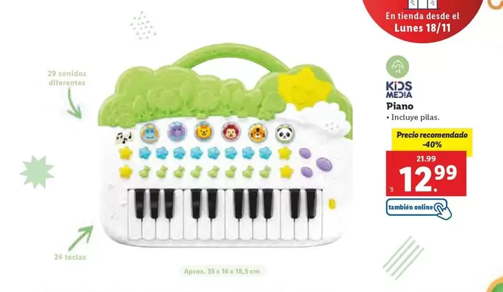 Oferta de Kids Media - Piano por 12,99€ en Lidl