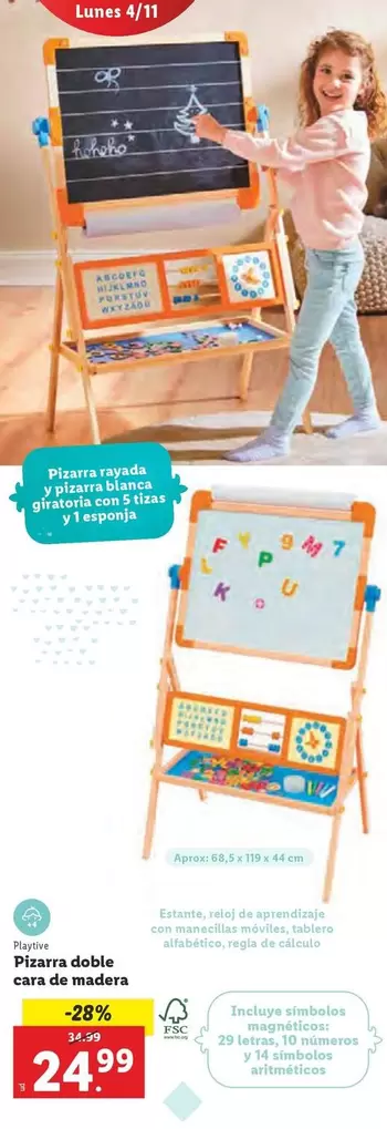 Oferta de Playtive - Pirzarra Doble Cara De Madera por 24,99€ en Lidl