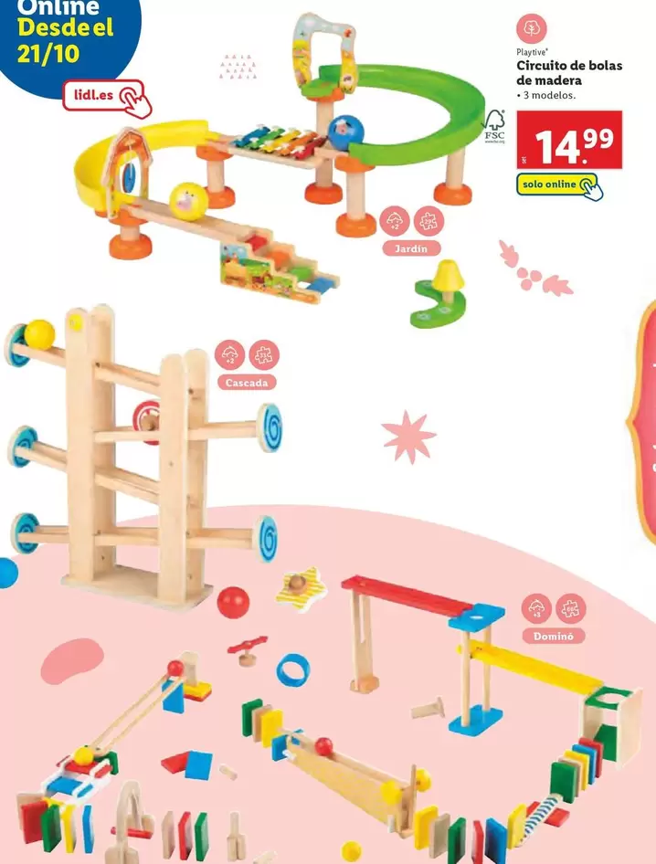 Oferta de Playtive - Circuito De Bolas De Madera por 14,99€ en Lidl