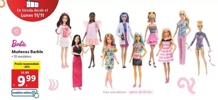 Oferta de Barbie - Munecas Barbie por 9,99€ en Lidl