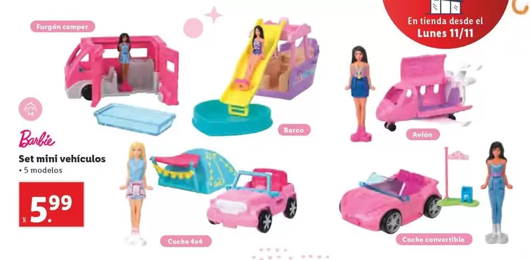 Oferta de Barbie - Set Mini Vehículos por 5,99€ en Lidl