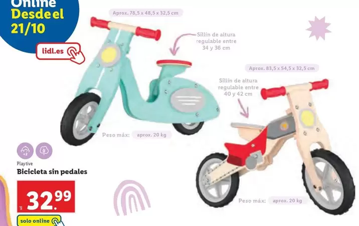 Oferta de Playtive - Bicicleta Sin Pedales por 32,99€ en Lidl