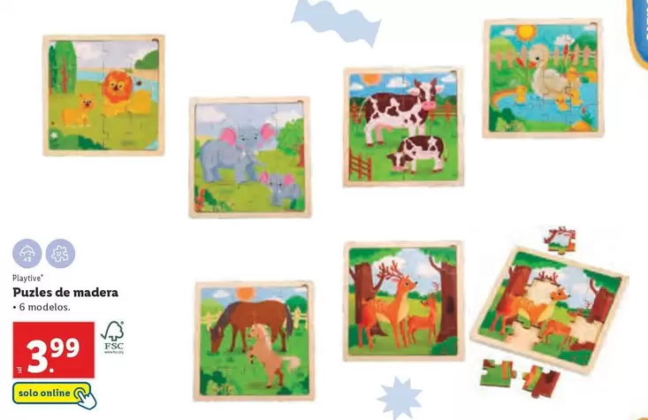 Oferta de Playtive - Puzzles De Madera por 3,99€ en Lidl