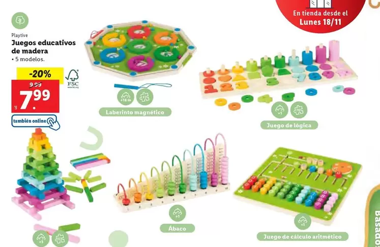 Oferta de Playtive - Juegos Educativos De Madera por 7,99€ en Lidl