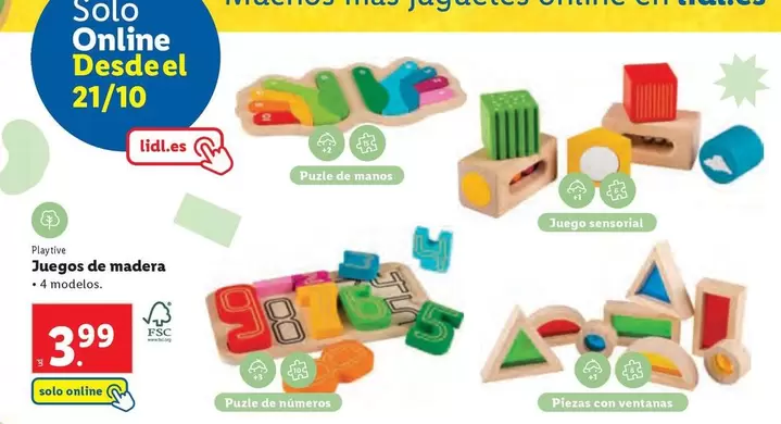 Oferta de Playtive - Juegos De Madera por 3,99€ en Lidl