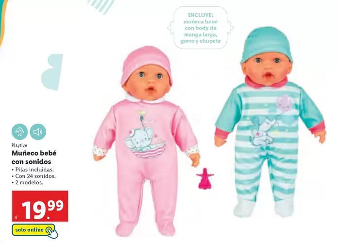 Oferta de Playtive - Muneco Bebé Con Sonidos por 19,99€ en Lidl