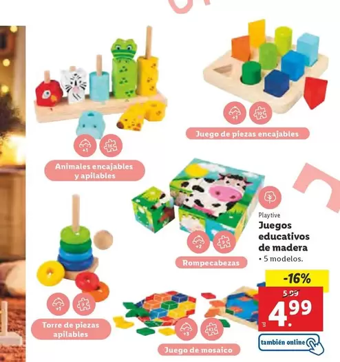 Oferta de Playtive - Juegos Educativos De Madera por 4,99€ en Lidl