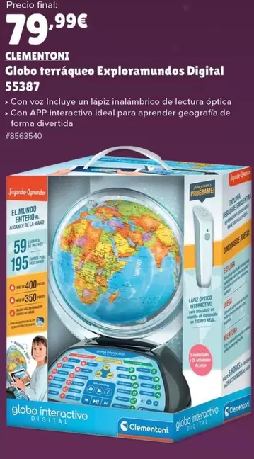 Oferta de Clementoni - Globo Terraqueo Exploramundos Digital 55387 por 79,99€ en Costco