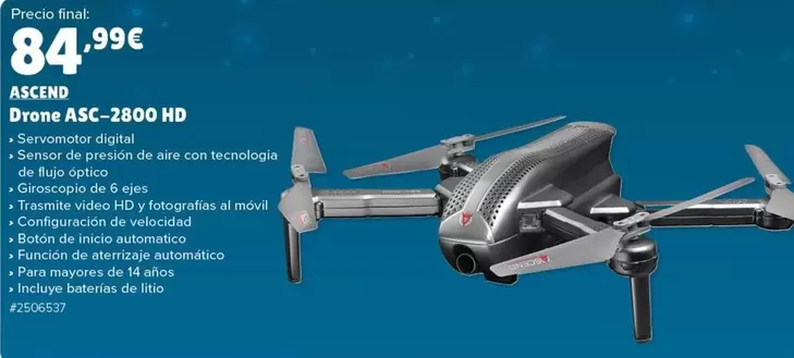 Oferta de Ascendo - Drone ASC-Z800 HD por 84,99€ en Costco