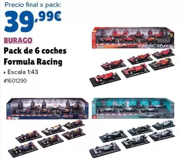 Oferta de Burago - Pack De 6 Coches Formula Racing por 39,99€ en Costco