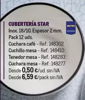 Oferta de Star - Cubertería por 6,59€ en Makro