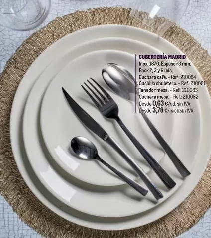 Oferta de Cubertería Madrid por 0,83€ en Makro