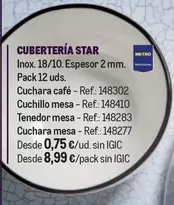 Oferta de Star - Cubertería por 8,99€ en Makro