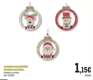 Oferta de Adornos Navidenos Madera Natural por 1,15€ en Makro