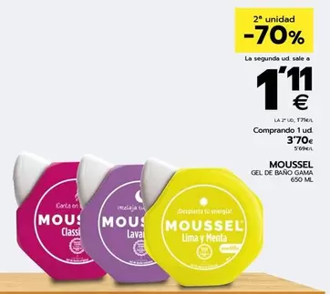 Oferta de Moussel - Gel De Bano Gama por 3,7€ en BM Supermercados