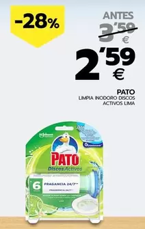 Oferta de Pato - Limpia Inodoro Discos Activos Lima por 2,59€ en BM Supermercados